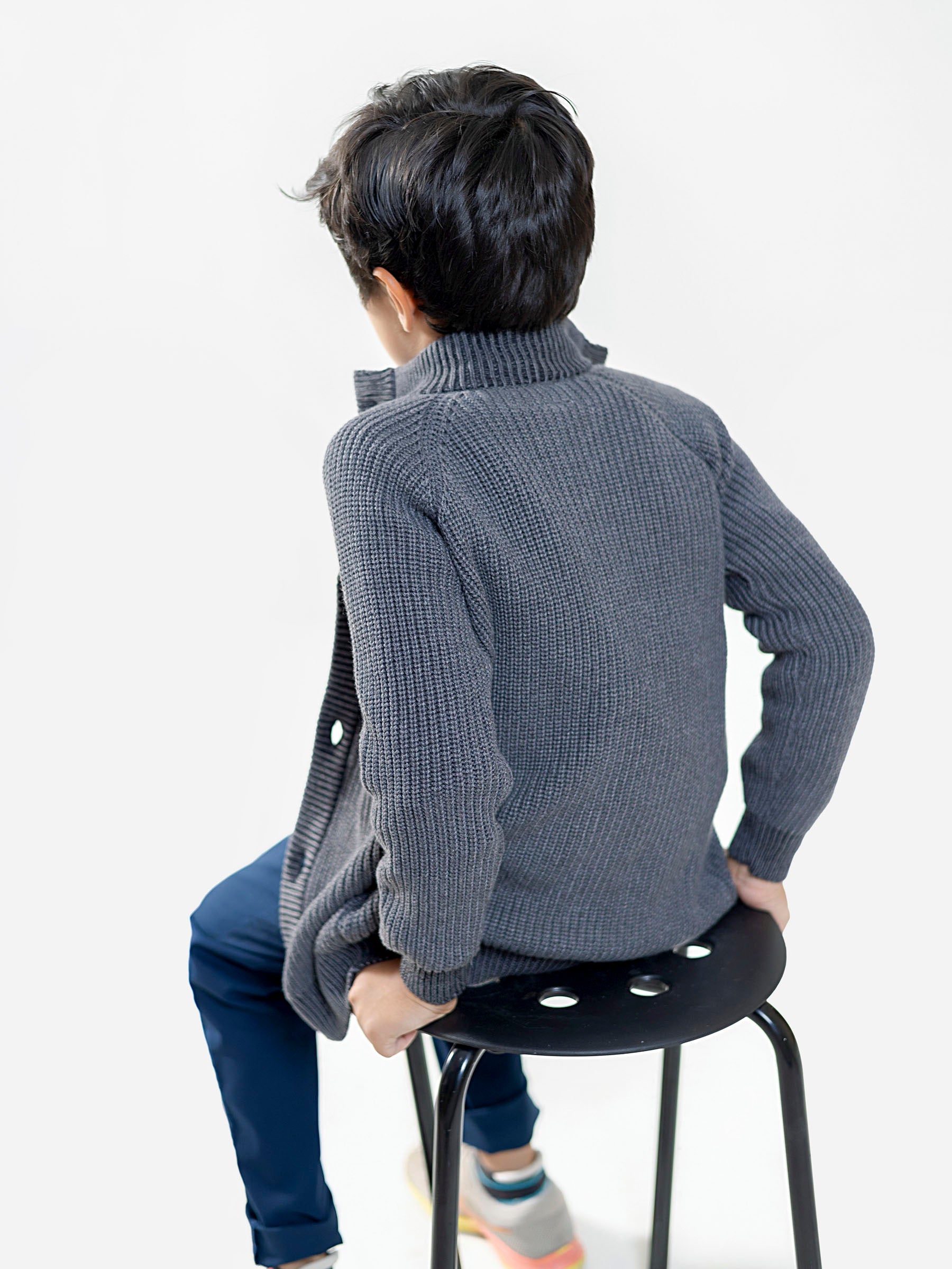Grey Chunky Casual Knitted Cardigan