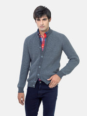 Grey Chunky Knitted Button Cardigan