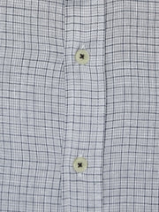 Grey Cotton/Linen Mao Collar Checkered Shirt
