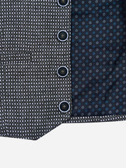 Grey Diamond Patterned Suit Vest With Bow