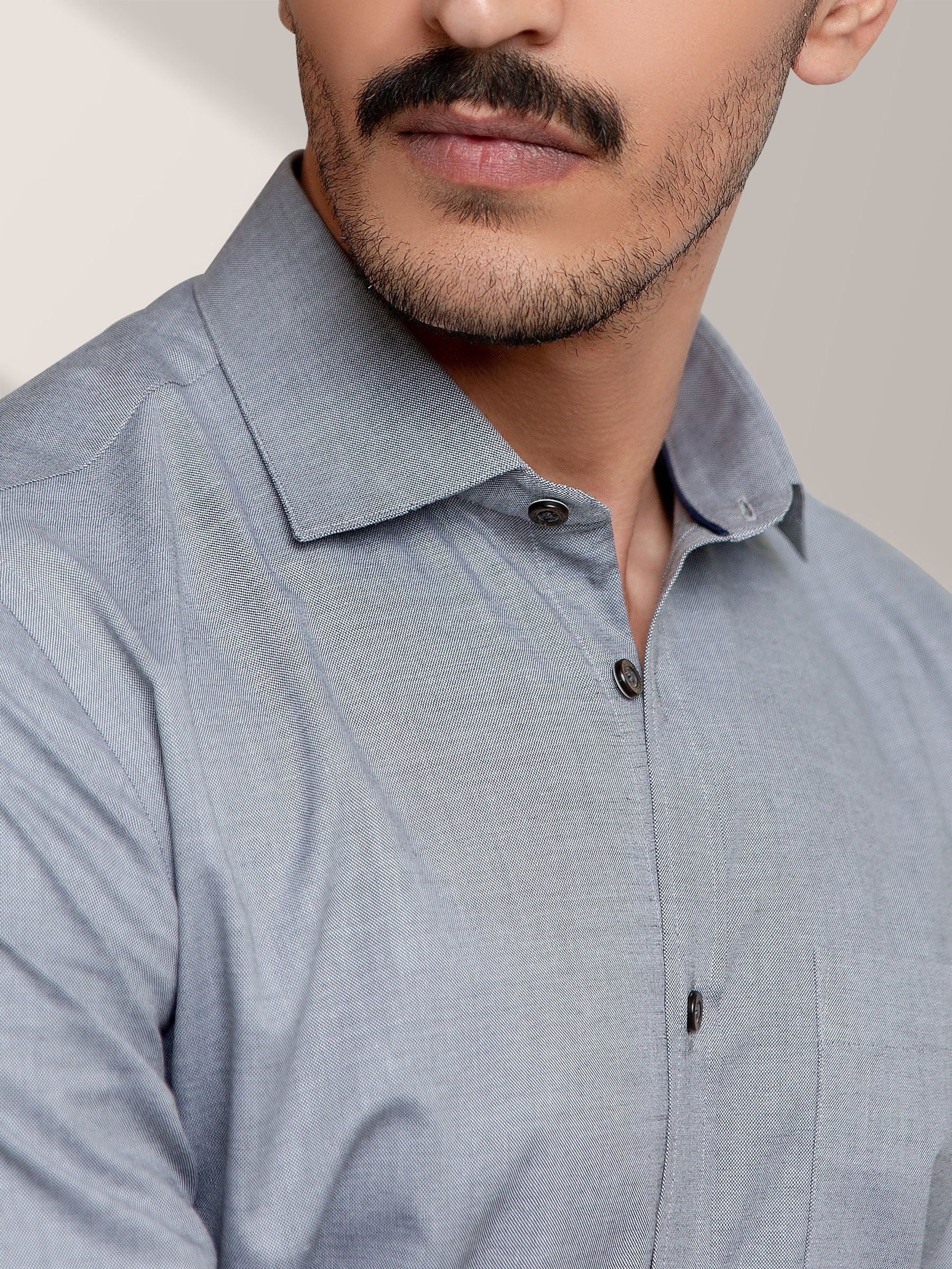 Grey Dobby Formal Structured Shirt