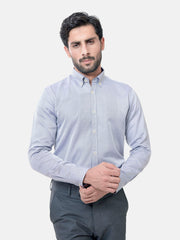 Grey Herringbone Button Down Formal Shirt