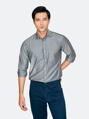 Grey Herringbone Pattern Formal Shirt