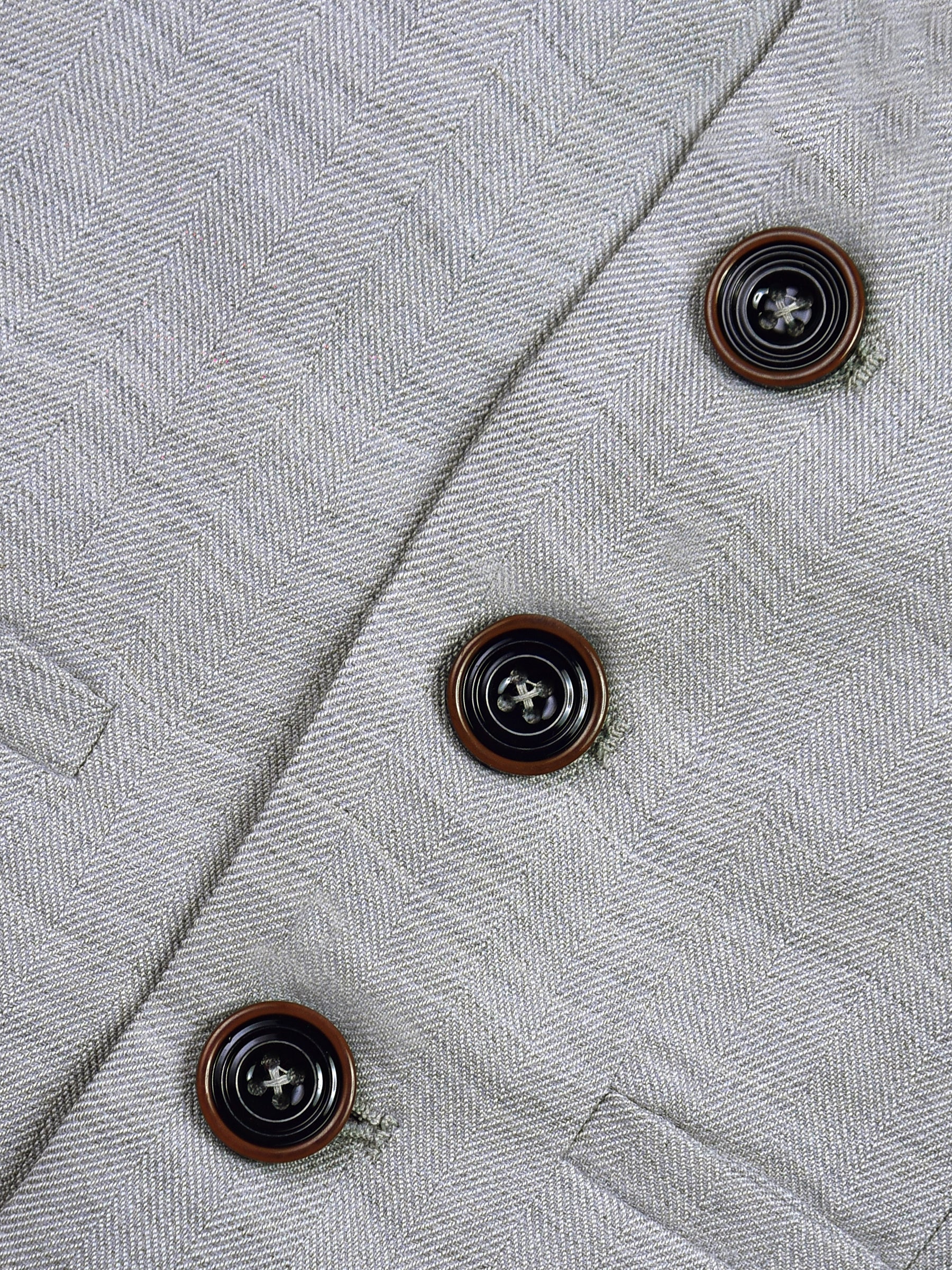 Grey Herringbone Suit Vest With Maroon Bow