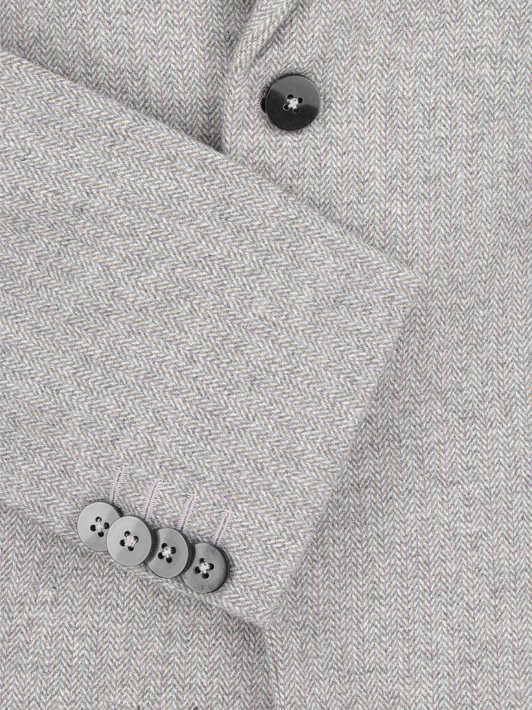 Grey Herringbone Wool & Cashmere Blazer - Sartoria