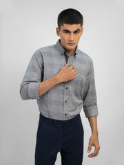 Grey Large Flannel Checkered Shirt