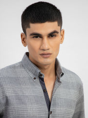 Grey Large Flannel Checkered Shirt
