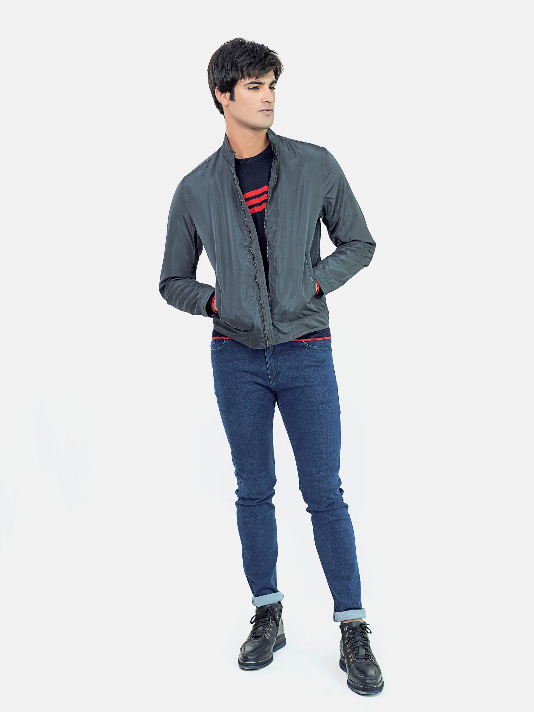 Grey Light Weight Harrington Jacket