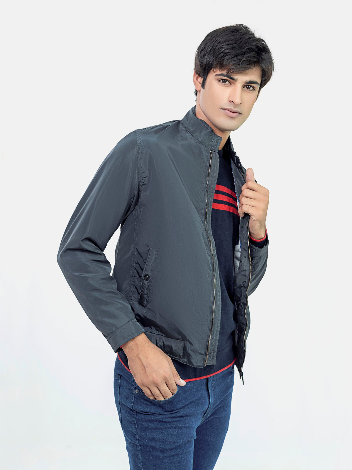 Grey Light Weight Harrington Jacket