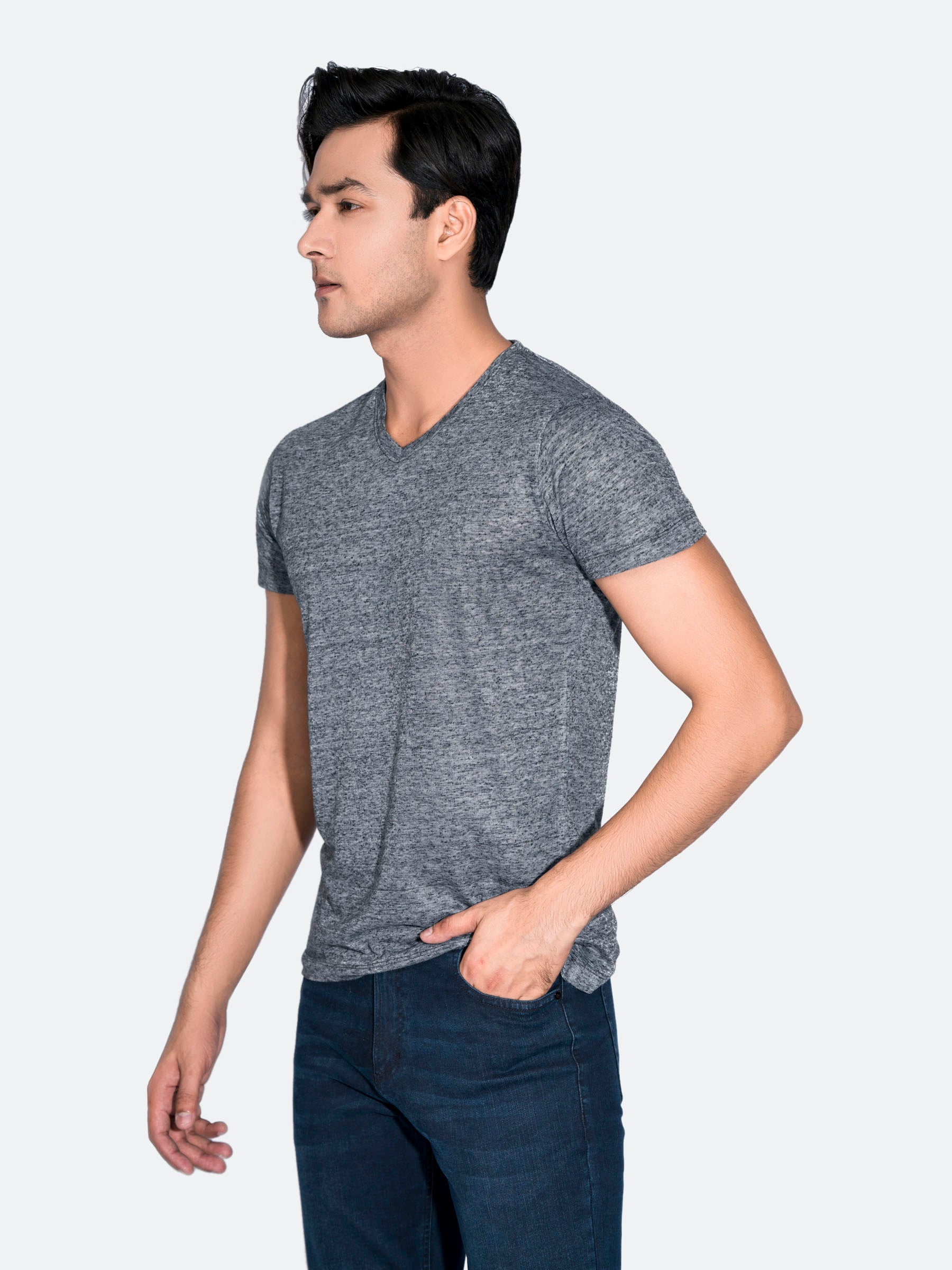 Grey Light Weight V-Neck T-Shirt