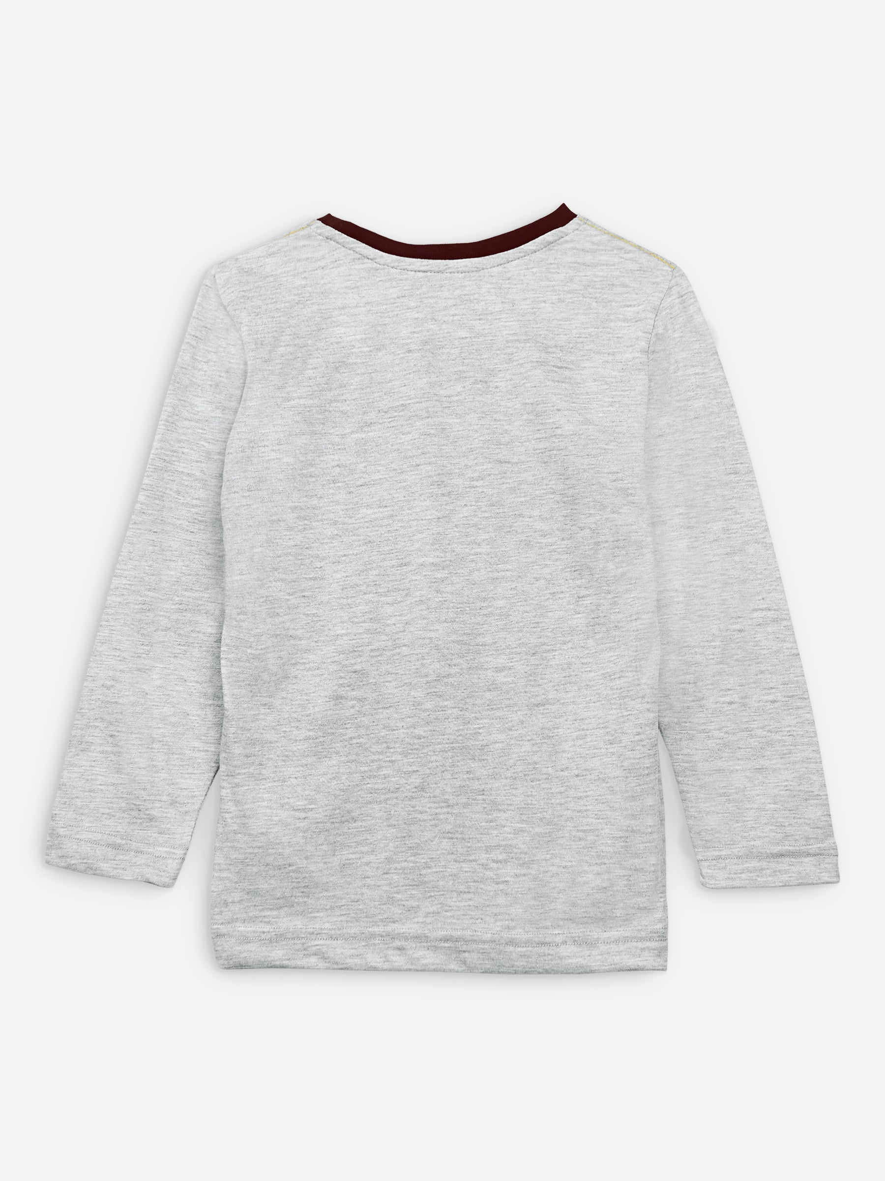 Grey Long Sleeve Casual T-Shirt With Pocket