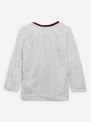 Grey Long Sleeve Casual T-Shirt With Pocket