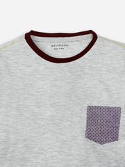 Grey Long Sleeve Casual T-Shirt With Pocket