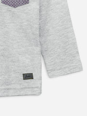 Grey Long Sleeve Casual T-Shirt With Pocket