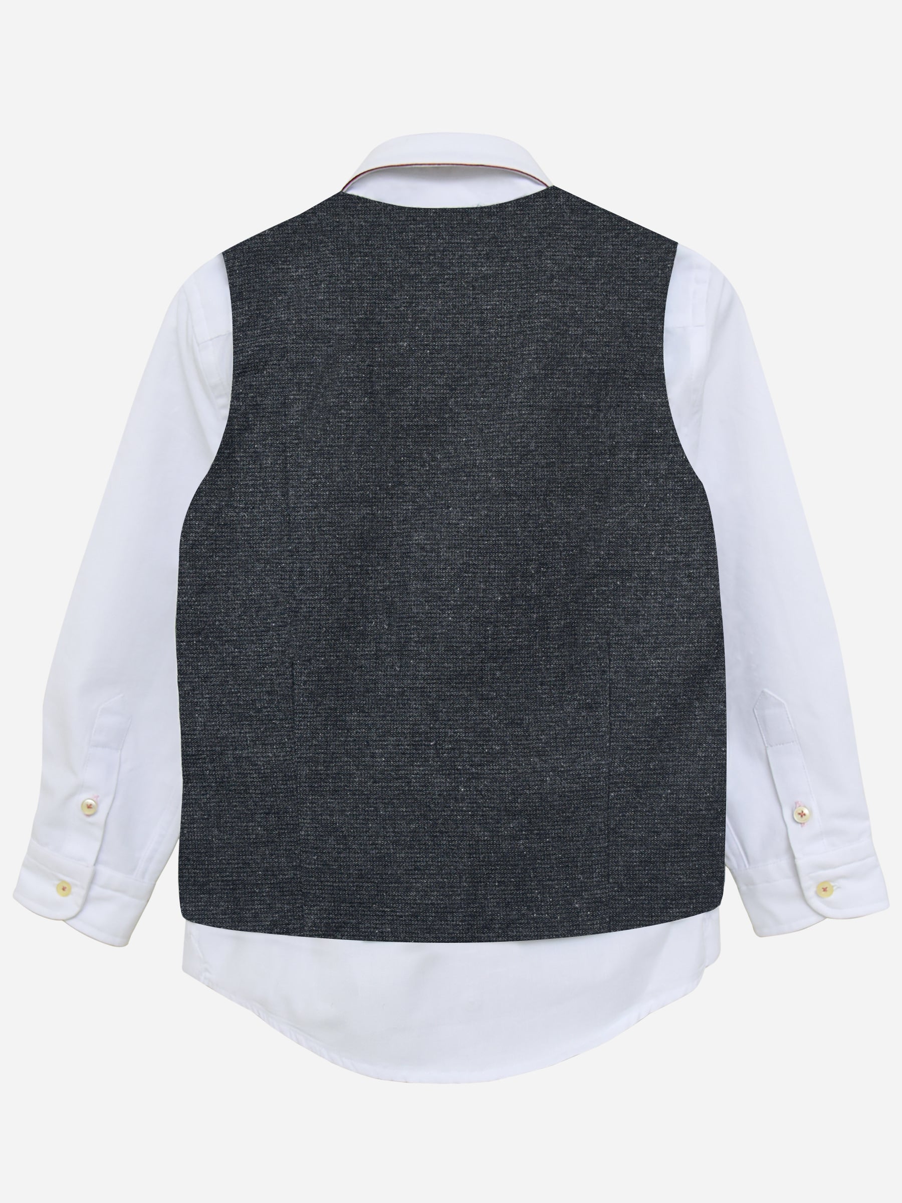 Grey Micro Checkered Suit Vest With Bow