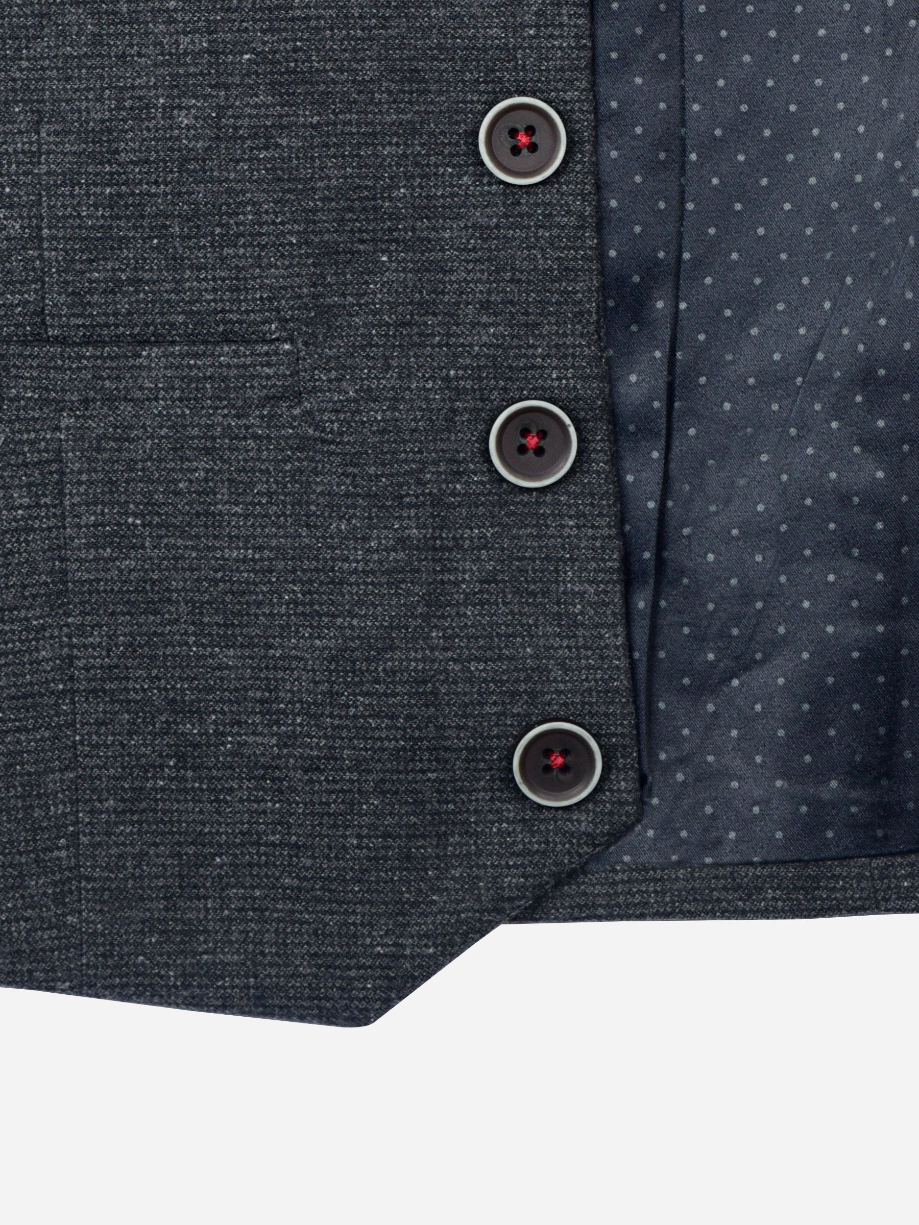Grey Micro Checkered Suit Vest With Bow