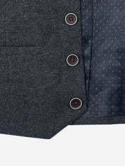 Grey Micro Checkered Suit Vest With Bow