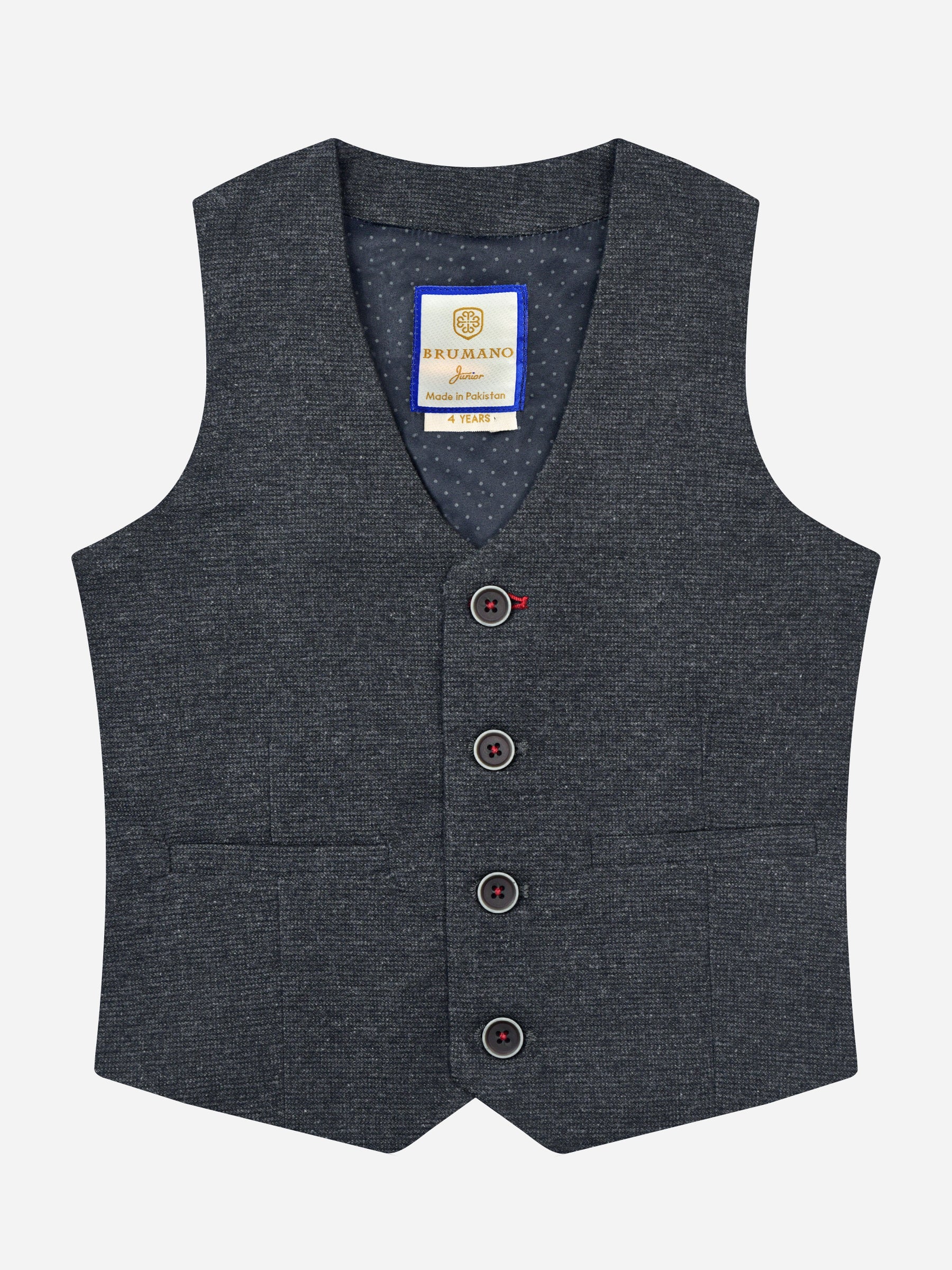 Grey Micro Checkered Suit Vest With Bow