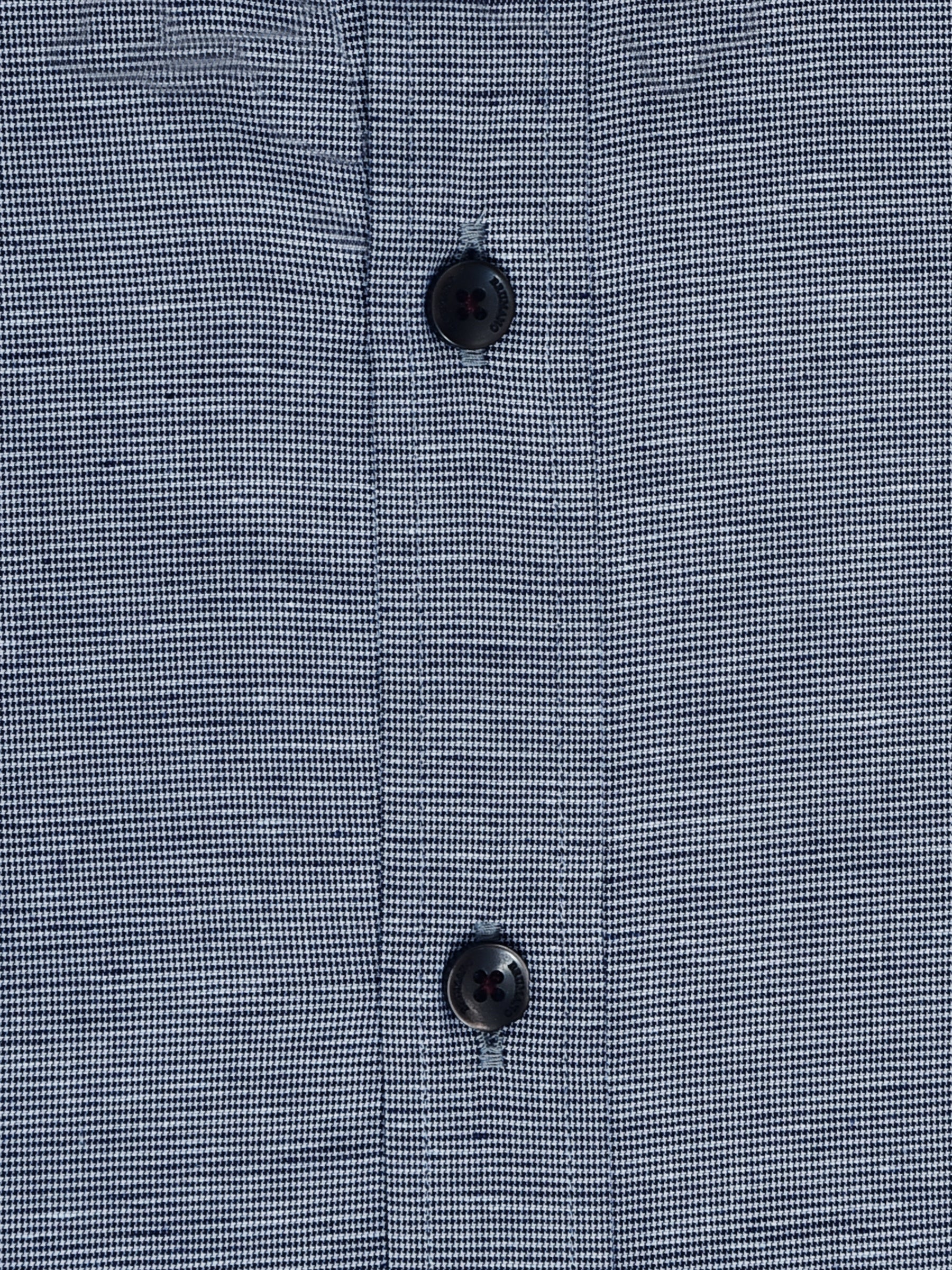 Grey Micro Houndstooth Button Down Shirt With Elbow Patch