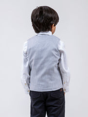 Grey Micro Houndstooth Suit Vest With Bow