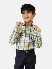 Grey Multi Color Corduroy Checked Casual Shirt