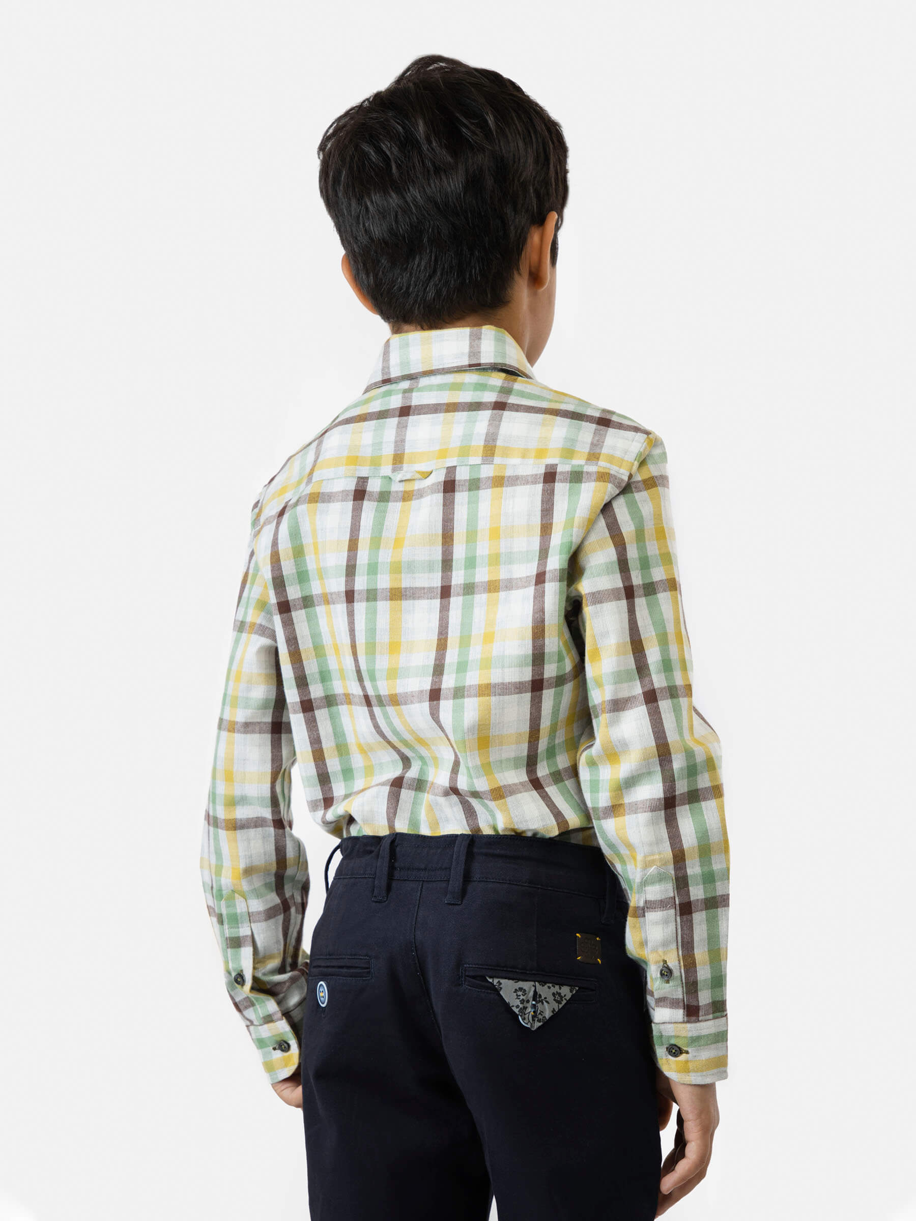 Grey Multi Color Corduroy Checked Casual Shirt