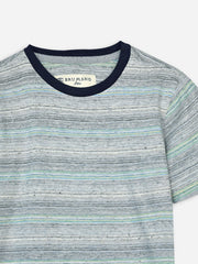 Grey Multi Color Striped Csual T-Shirt