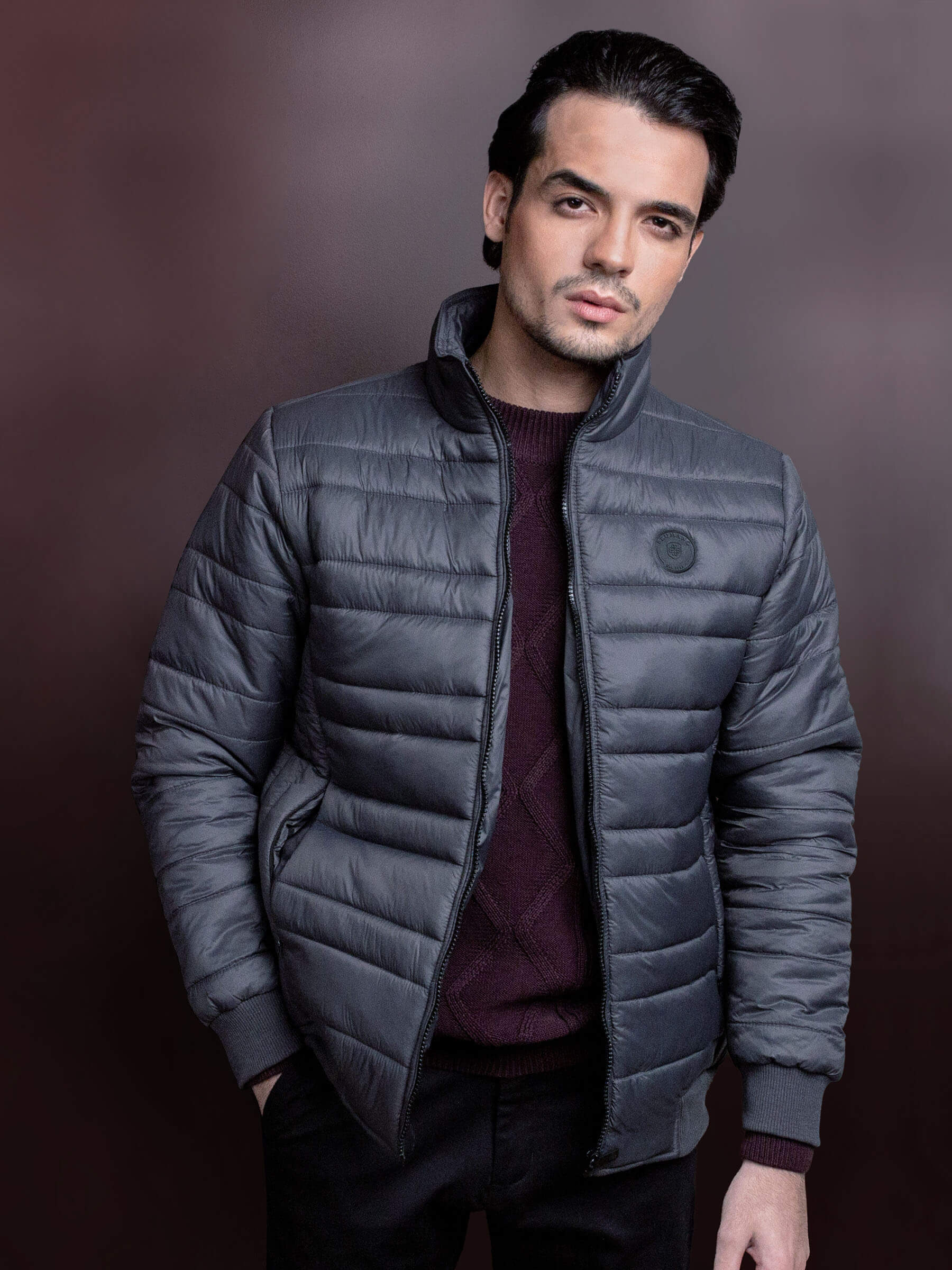 Grey Nylon Puffer Jacket