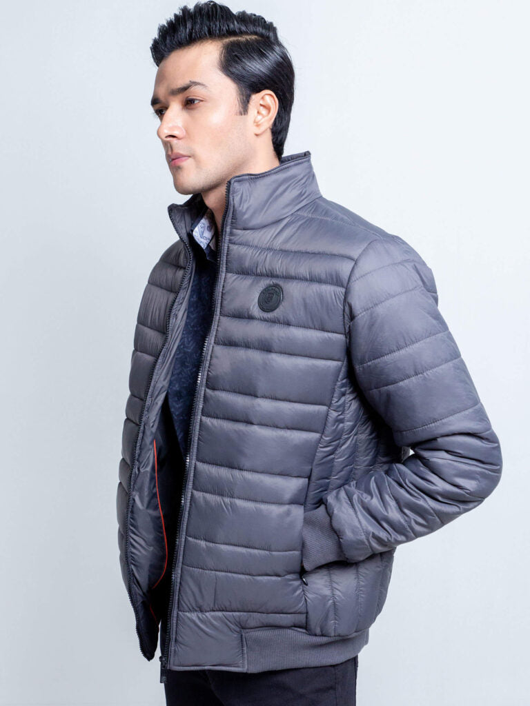Grey Nylon Puffer Jacket