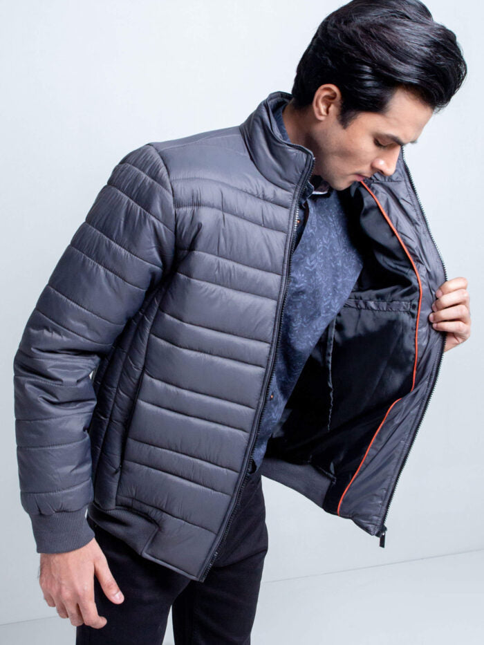 Grey Nylon Puffer Jacket