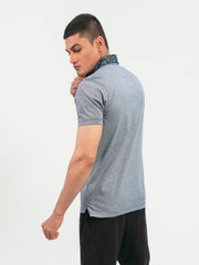 Grey Polka Dot Mercerized Polo Shirt