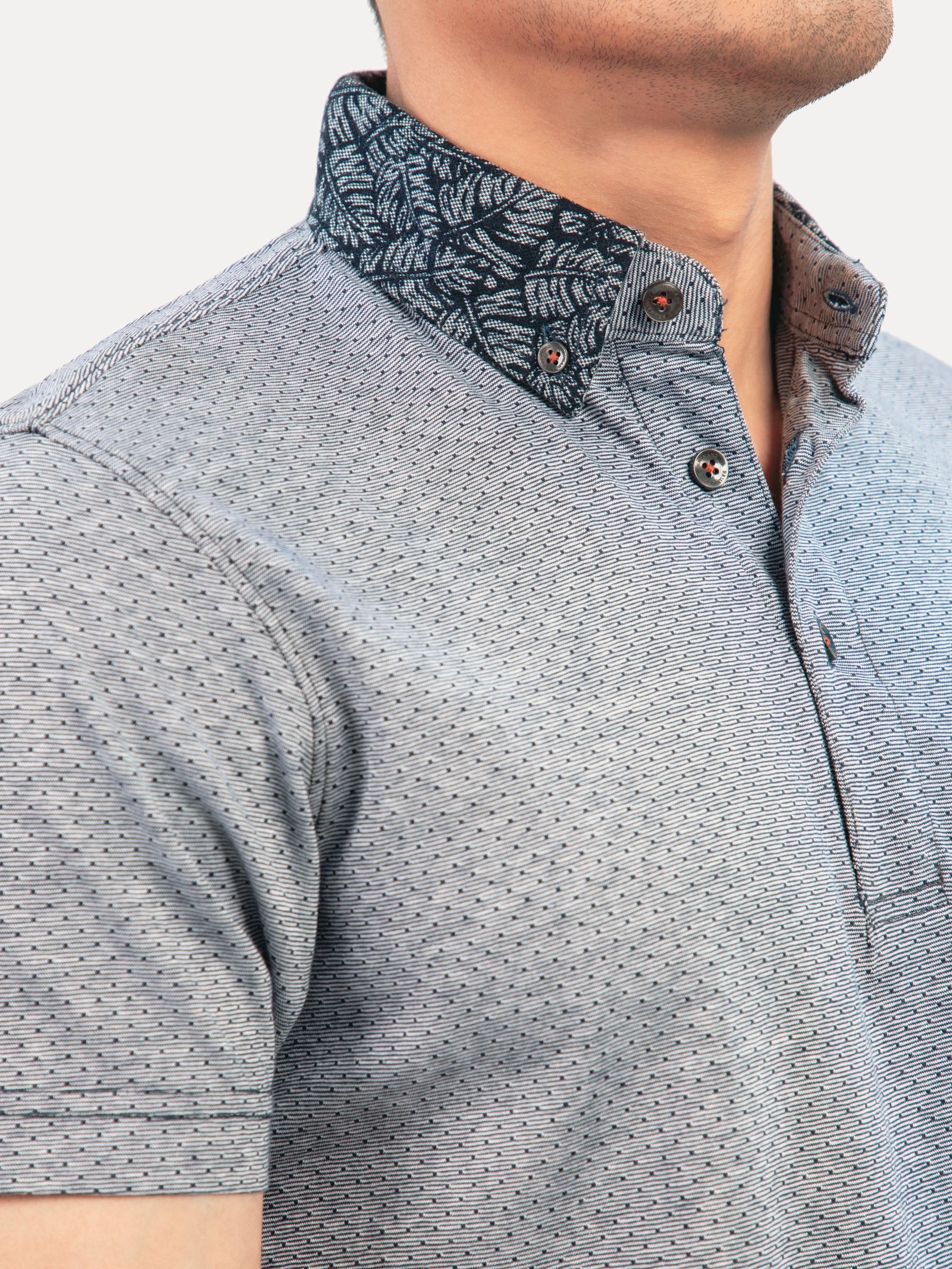 Grey Polka Dot Mercerized Polo Shirt