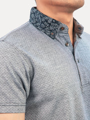 Grey Polka Dot Mercerized Polo Shirt