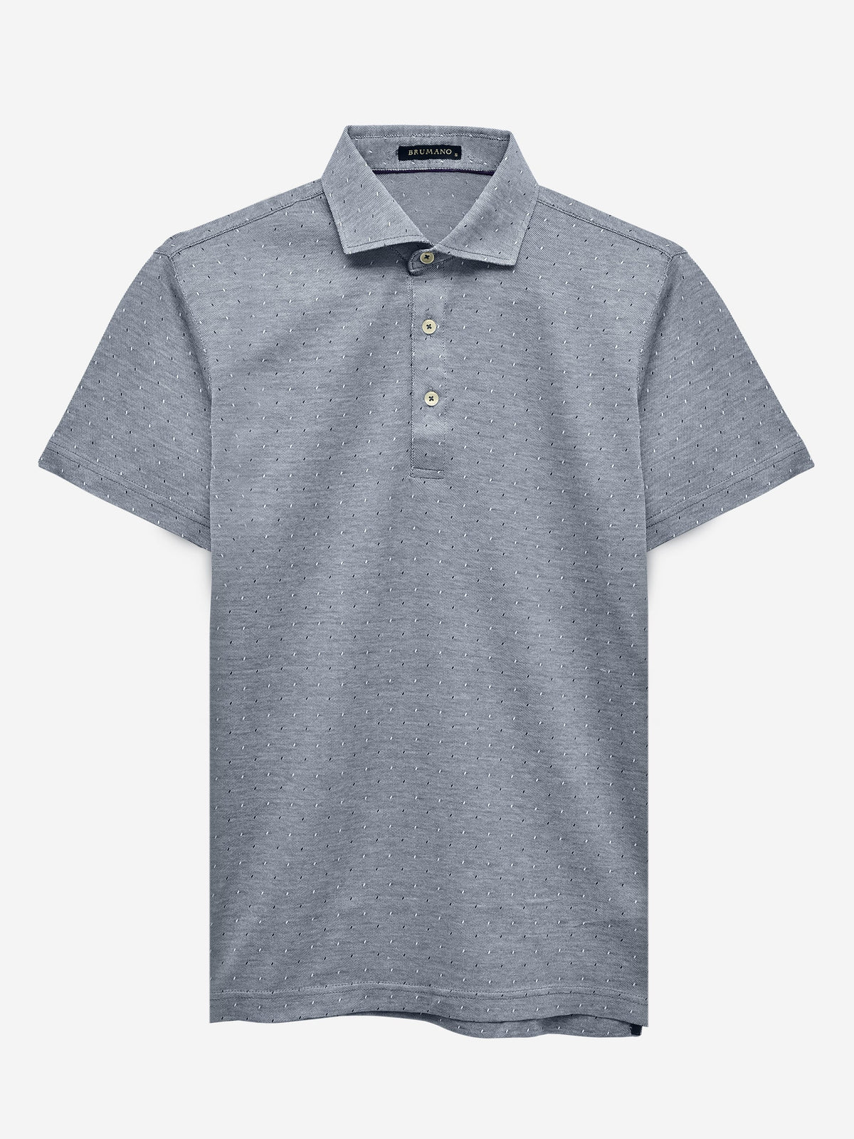 Grey Polka Dot Mercerized Polo With Cutaway Collar