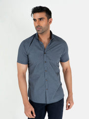 Grey Printed Half Sleeve Casual Shirt