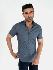 Grey Printed Half Sleeve Casual Shirt