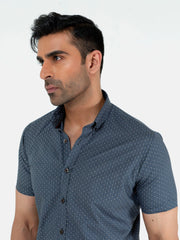 Grey Printed Half Sleeve Casual Shirt
