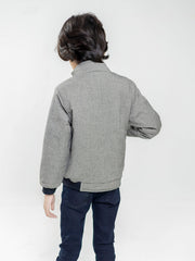 Grey Quilted Casual Jacket With Cashmere Pockets