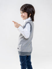 Grey Sleeveless Casual Sweater