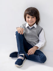 Grey Sleeveless Casual Sweater