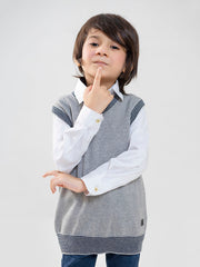 Grey Sleeveless Casual Sweater