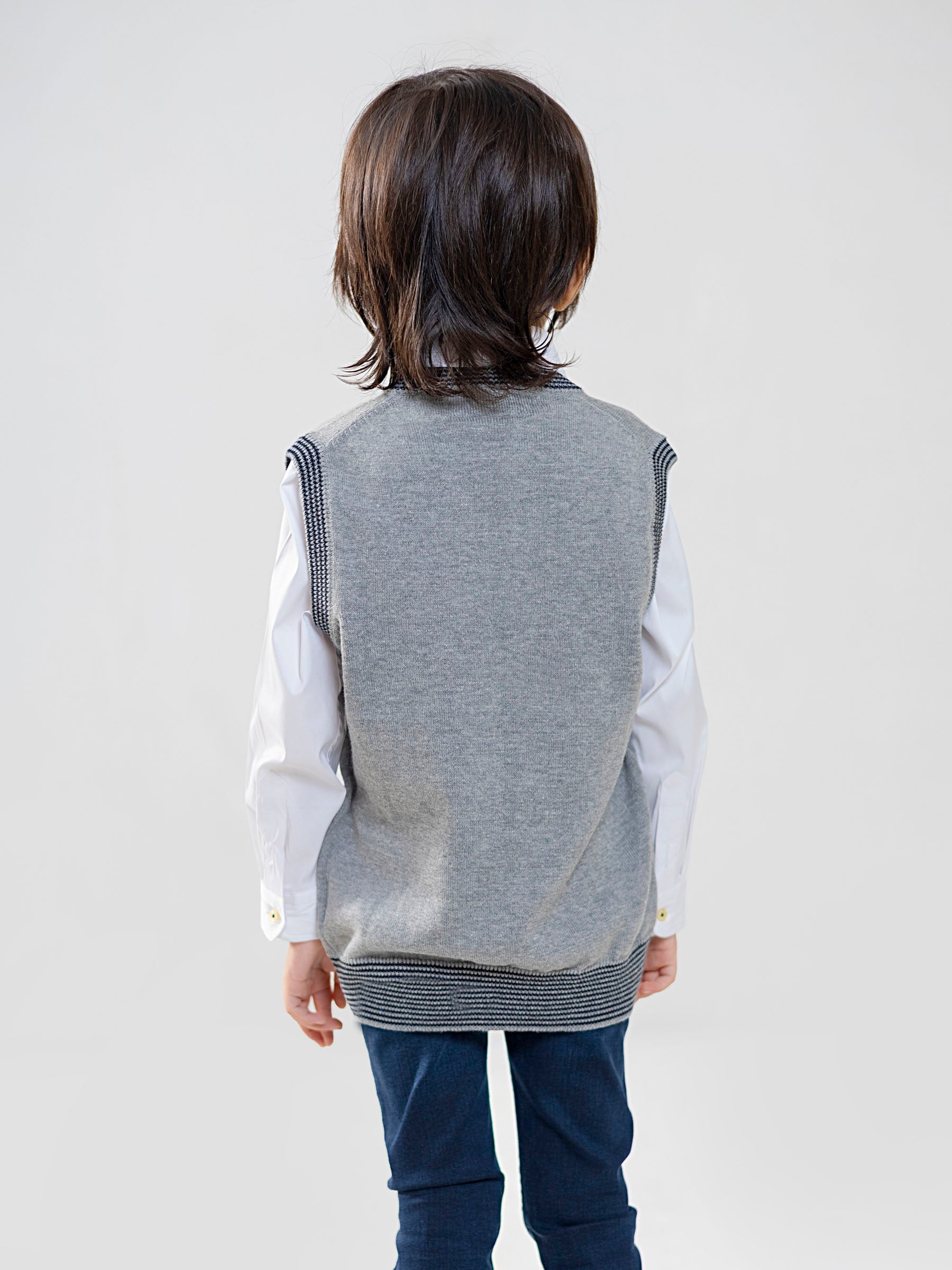 Grey Sleeveless Casual Sweater