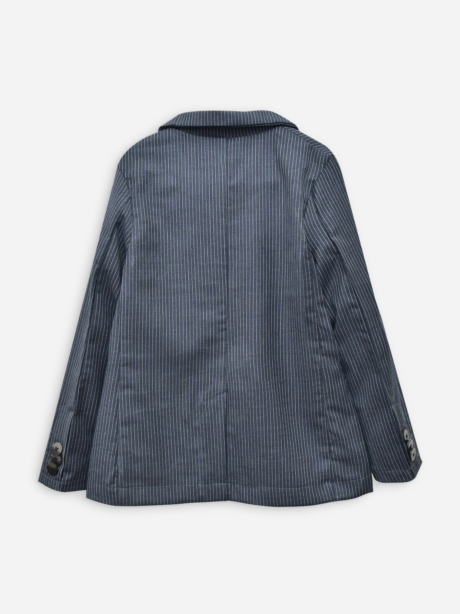 Grey Striped Kids Formal Blazer