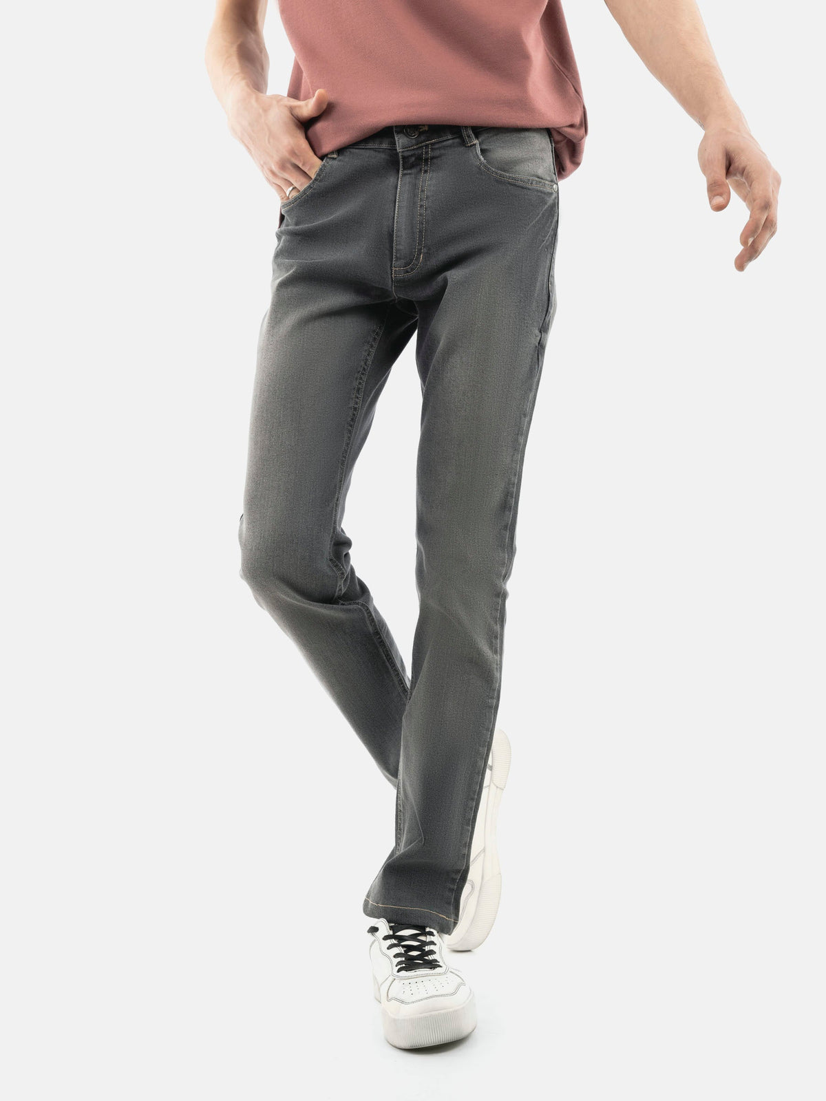 Grey Washed Slim Fit Denim Jeans