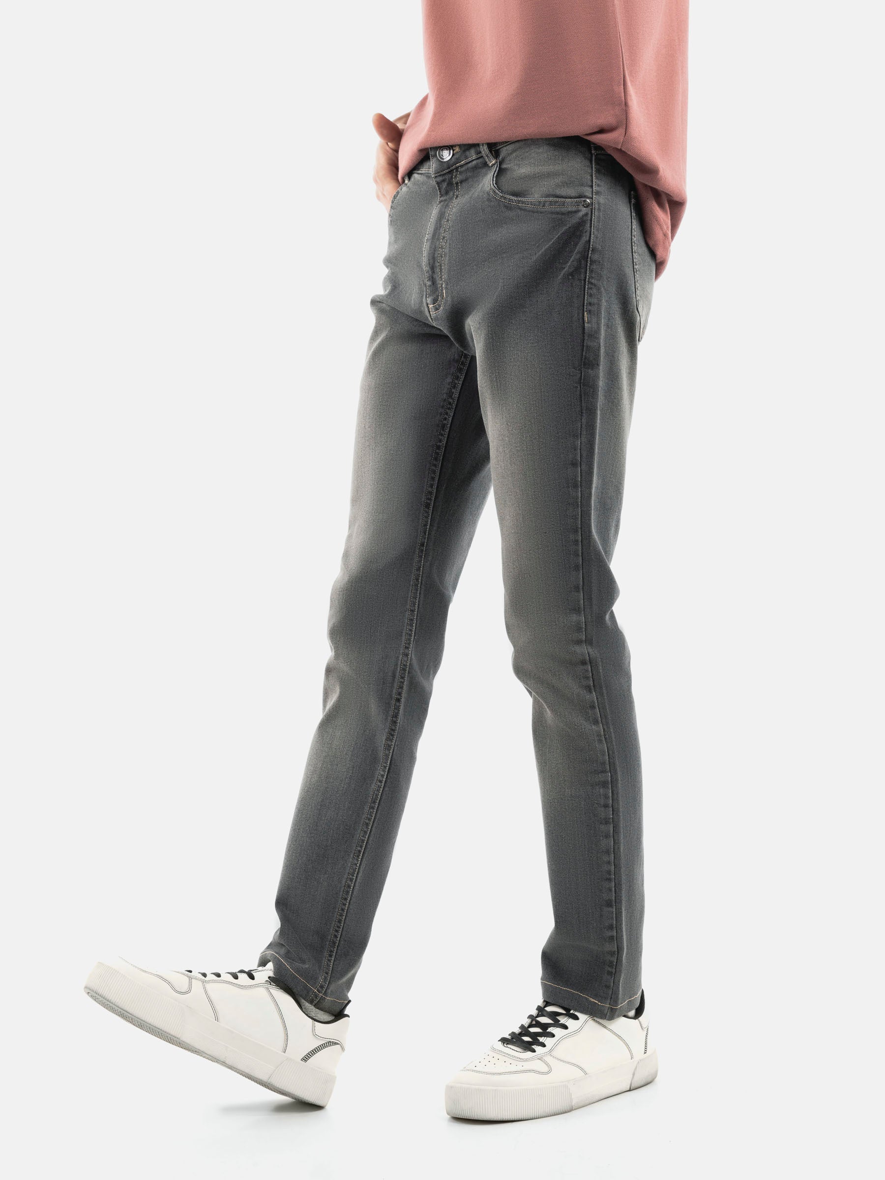 Grey Washed Slim Fit Denim Jeans
