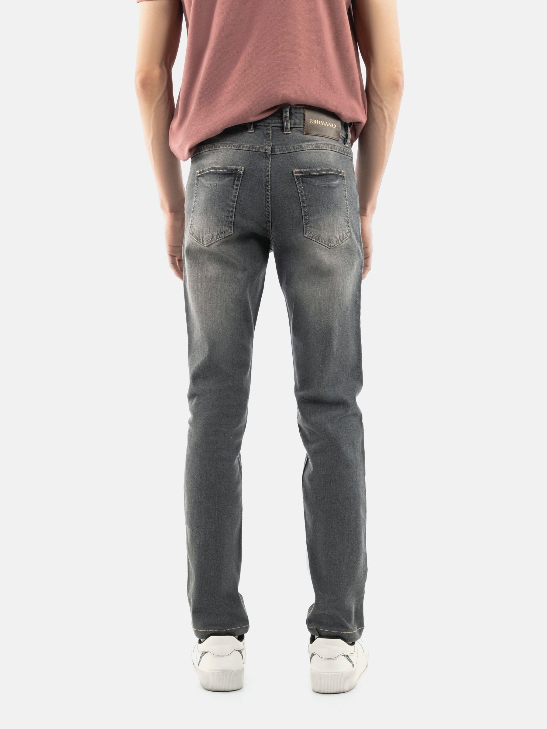 Grey Washed Slim Fit Denim Jeans