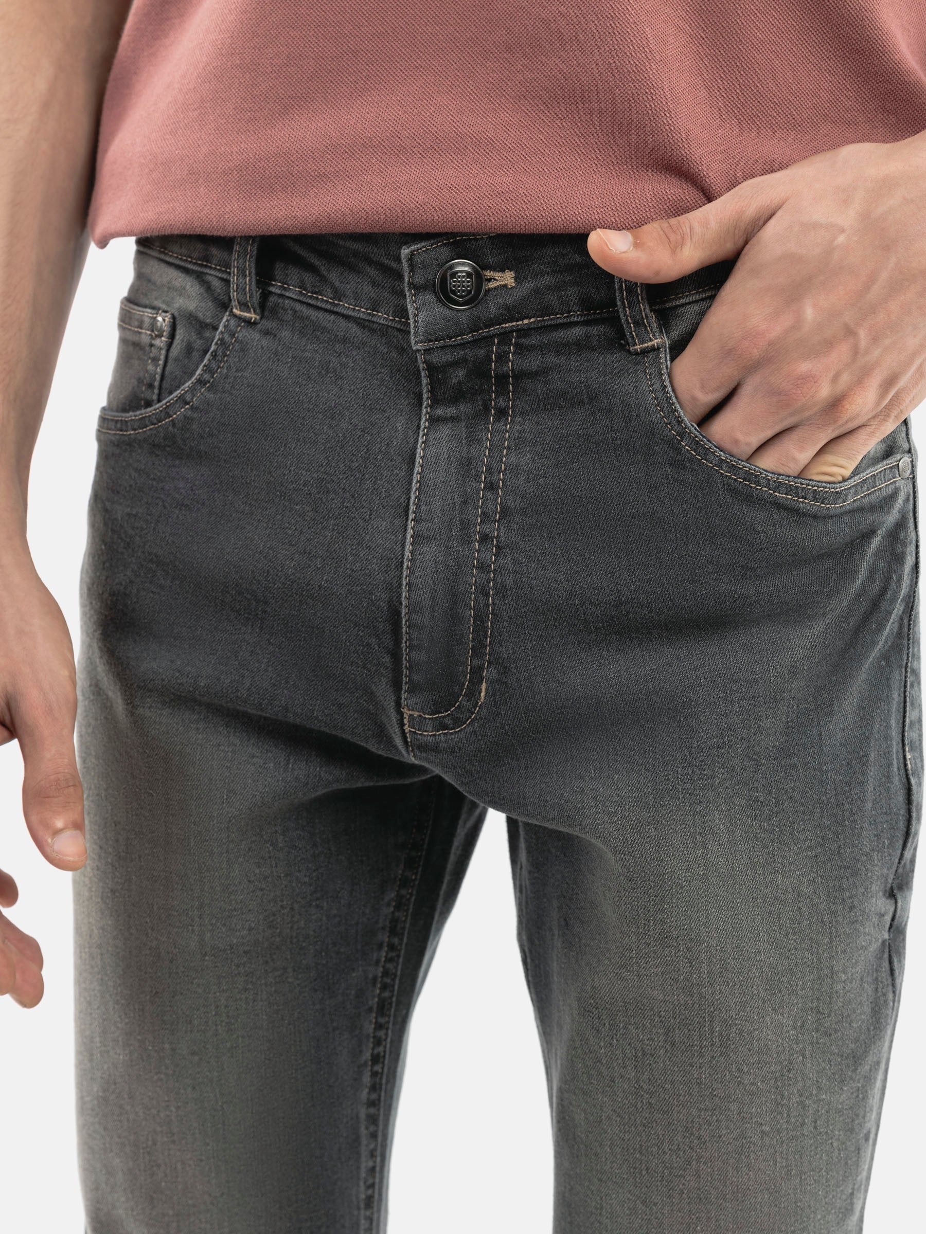 Grey Washed Slim Fit Denim Jeans