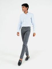 Grey Washed Slim Fit Denim Jeans With Orange Detailing