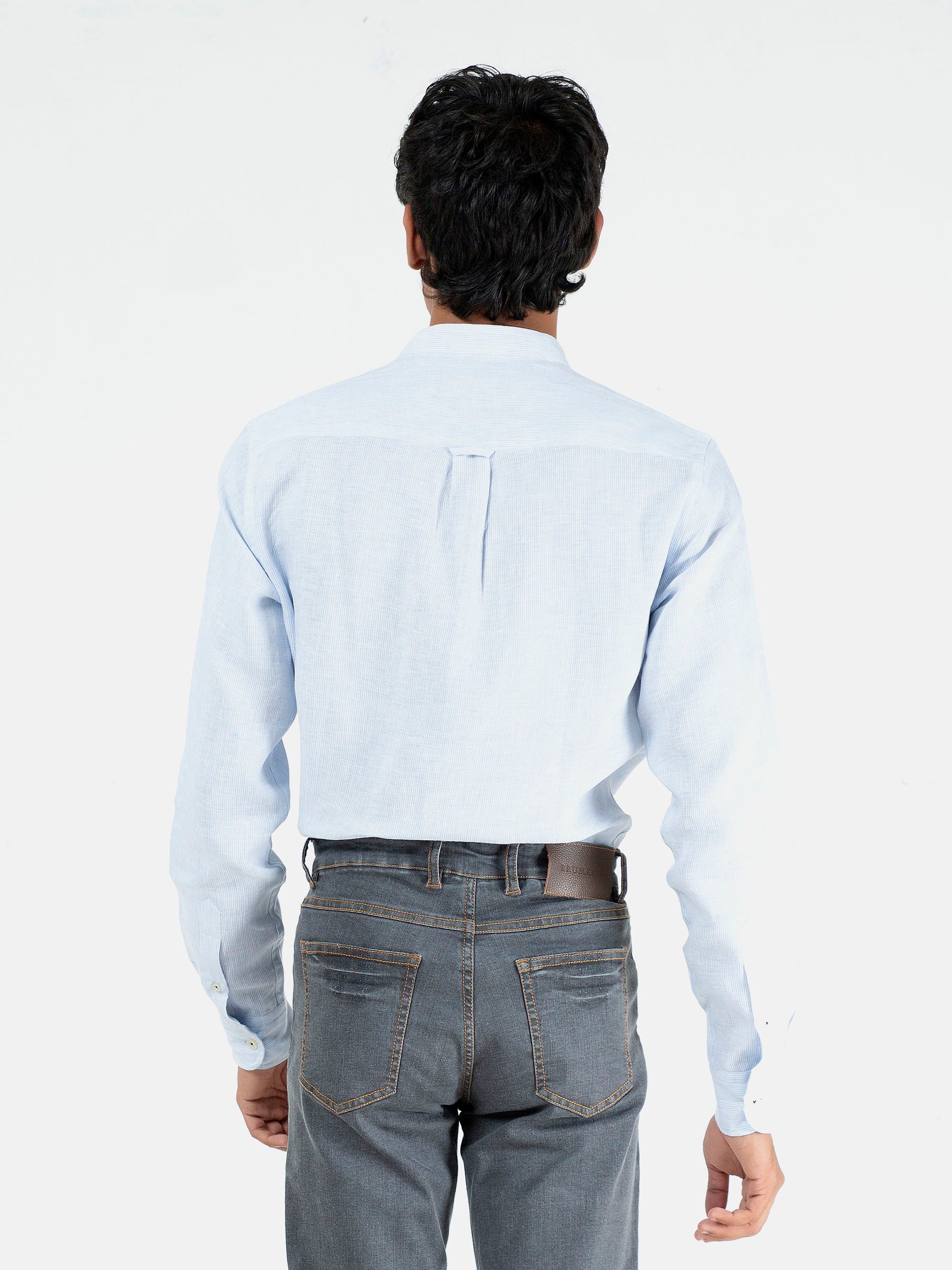 Grey Washed Slim Fit Denim Jeans With Orange Detailing