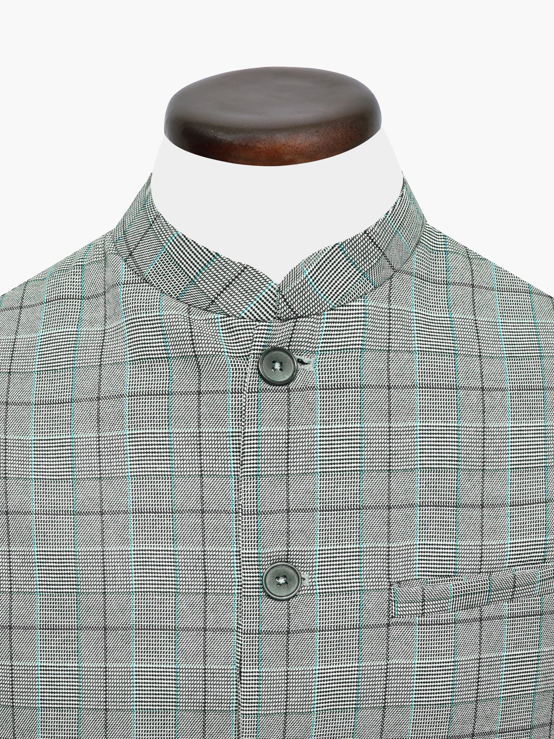 Grey Windowpane Checkered Waistcoat